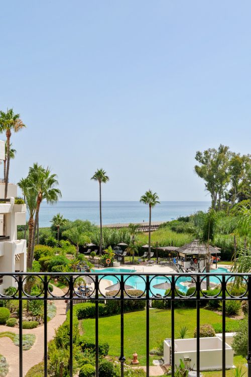 Beautifully renovated, south facing three-bedroom apartment located  in the prestigious gated community of Bahia del Velerin, Estepona