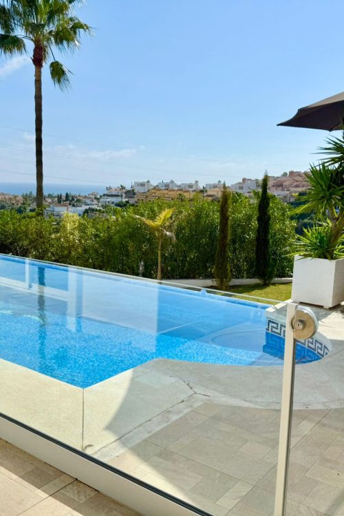 Beautifully renovated, south west facing three bedroom Villa located in Riviera del Sol, Mijas Costa with sea views